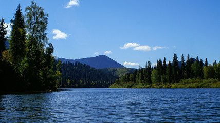 mountain river on the background of mountains