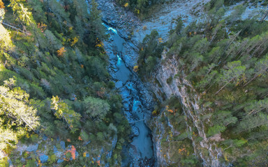 Colorful swiss autumn landscape in Filisur.
