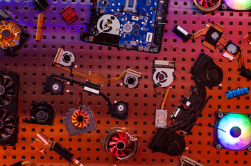 A variety of computer and laptop parts