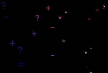 Fototapeta na wymiar Dark Purple, Pink vector pattern with Digit symbols.
