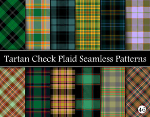 Set Tartan Plaid Scottish Seamless Pattern