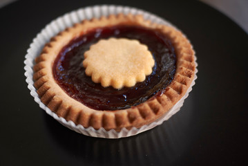Tartelet with strawberries jam for breakfast