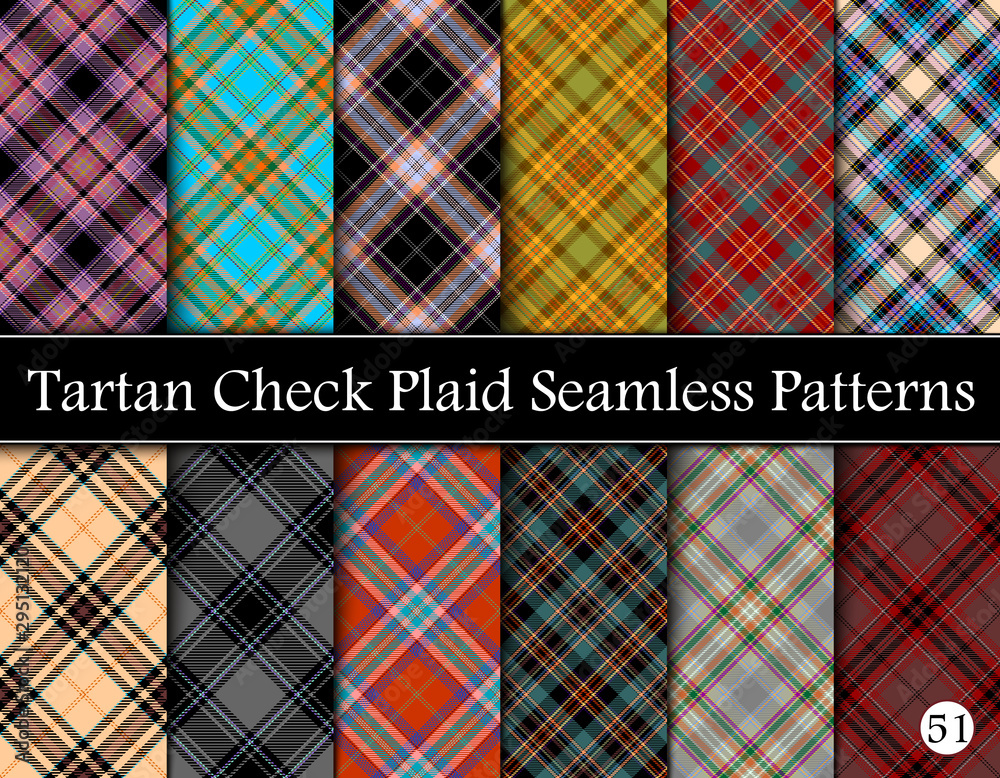 Wall mural set tartan plaid scottish seamless pattern