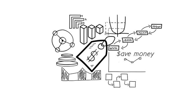 Isolated Hand Drawn Price tag Icon & Infographics.