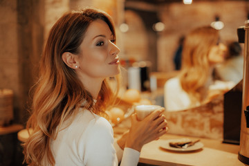 young woman in cafe 