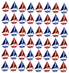 Fototapeta premium seamless pattern with red and blue ships, nautical style.
