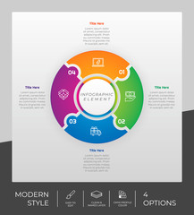 Circle option infographic vector design with 4 options &colorful style for presentation purpose.Modern option infographic can be used for business and marketing