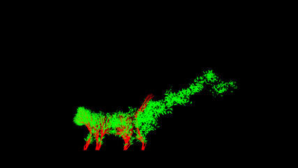 Growing Tree in a shape of a cat. Eco Concept. 3D rendering.