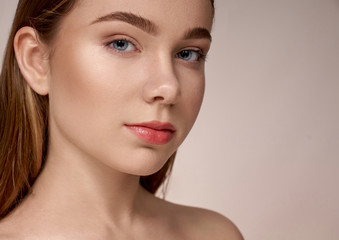 Fototapeta premium Attractive girl with brow styling after beauty salon
