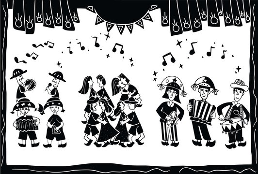 illustration of cordel style music and dance performances