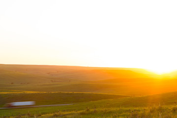 Naklejka na ściany i meble Sunset over Thedford, Nebraska, USA.