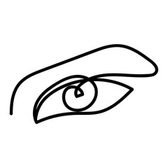 Woman abstract eye, one line drawing. Hand drawn outline illustration. Continuous line. Vector illustration