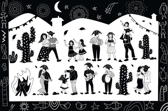 illustration of cordel style music and dance performances