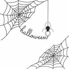Set of web vector silhouettes. Spider web collection for halloween. Black and white illustration elements for decor for Halloween.