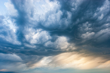 Beautiful blue and yellow colours from supercell thunderstorm