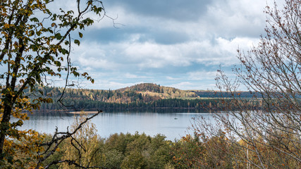 beautiful natural lake or river in autumn