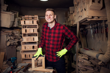 Woodworker in his workshop