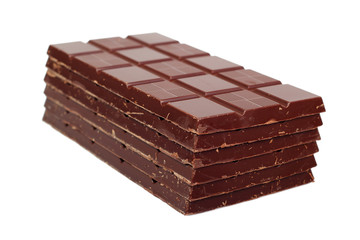 Dark Chocolate Tablet Stack. Isolated on white background.