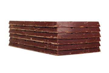 Dark Chocolate Tablet Stack. Isolated on white background.