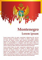 Flag of Montenegro, Montenegro. Template for award design, an official document with the flag of Montenegro. Bright, colorful vector illustration.