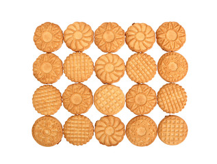Biscuit Background. Directly Above. Isolated on white background