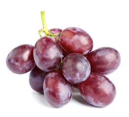 Fresh ripe juicy pink grapes isolated on white