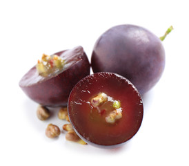 Fresh ripe juicy grapes on white background