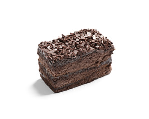 Delicious fresh chocolate cake isolated on white