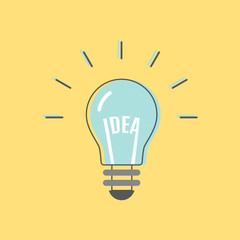 Light bulb idea. The word 