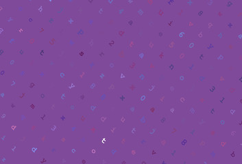 Light Purple, Pink vector pattern with ABC symbols.