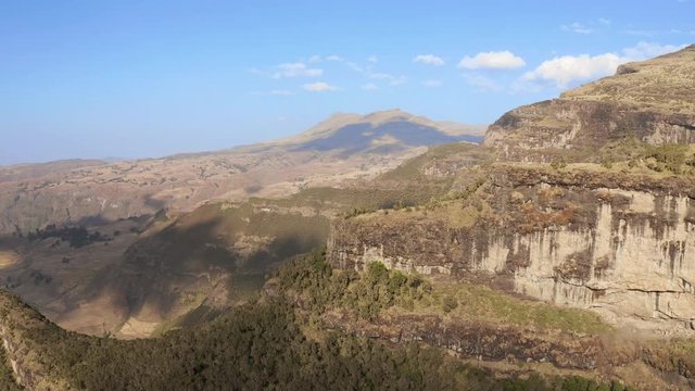 Aerial Shot Of Simien Mountains And Cliffs In Ethiopia