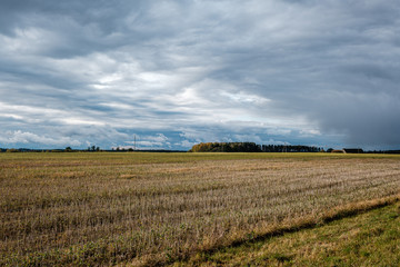 storm clouds over asphalt road in perspective