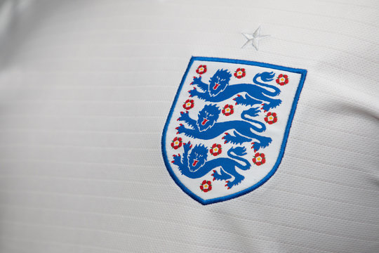 BANGKOK THAILAND - JUNE 4: The Logo Of  England National Football Team On Football Jersey On June 4,2018