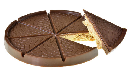 Round shaped milk chocolate isolated