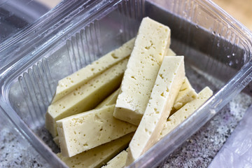 Close-up shoot traditional handmade turkish tasty tulum cheese