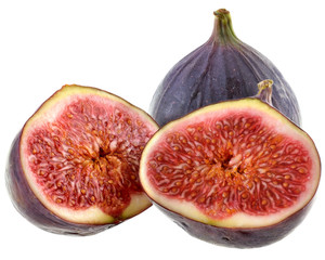 Sliced ​​figs closeup isolated on a white background.