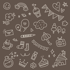 Set of Hand Drawn Cute Doodle Vector Illustration