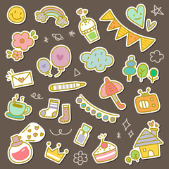 Set of Decorative Fashion Patches, Badges, or Pins