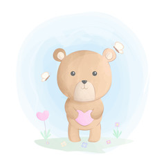 Fototapeta na wymiar cute bear with love