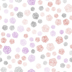 Light Blue, Red vector seamless doodle layout with flowers. Colorful illustration with flowers in doodle style. Pattern for design of fabric, wallpapers.