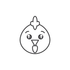 cute hen animal farm line style icon