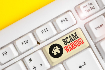 Text sign showing Scam Warning. Business photo text caution of unsolicited email claims the...