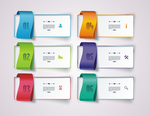 Modern design from option lines with folded banners. Can be used for workflow layout, diagram, number steps, web design.