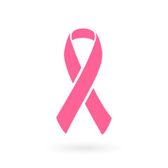 Pink ribbon. Breast cancer awareness. Vector illustration, flat design