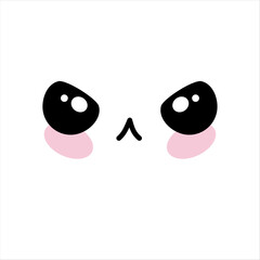 Obraz premium Vector illustration of a cute kawaii anime grumpy face with pink cheeks.