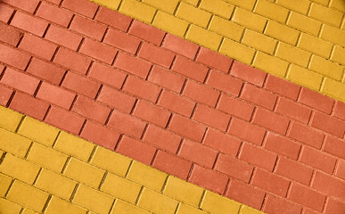 yellow and red brown paving tile for background or texture