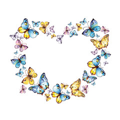 blue butterflies heart