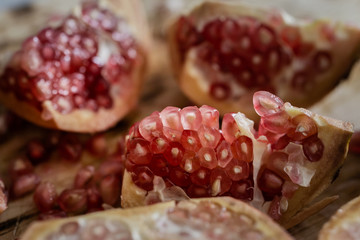 pomegranate grains with natural light