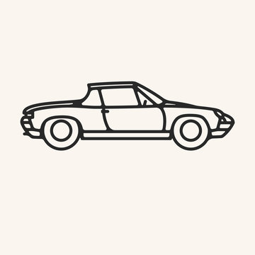 recommend clip art: Vector illustration of a vintage 1970s sports car in outline style.