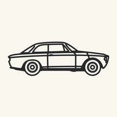 Obraz na płótnie Canvas Vector illustration of a vintage 1960s sports car in outline style.